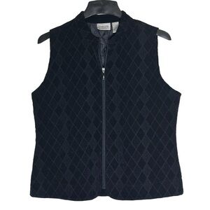 Chico’s Black Plush Velveteen Quilted Vest